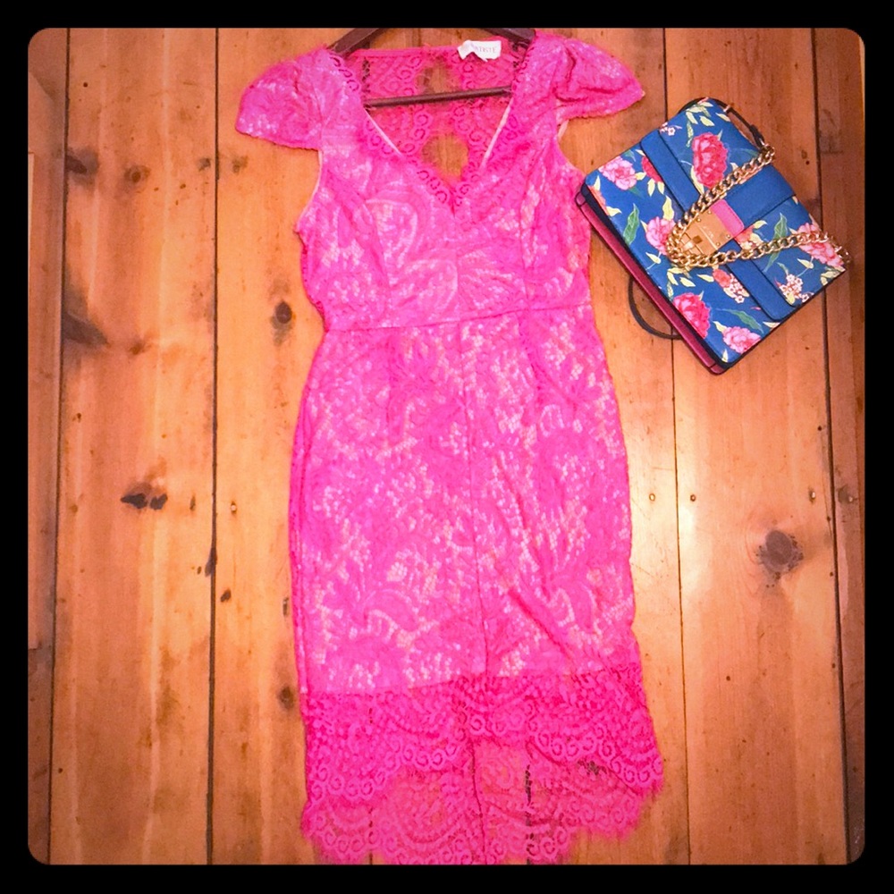 Hot Pink Lace Dress Size Medium